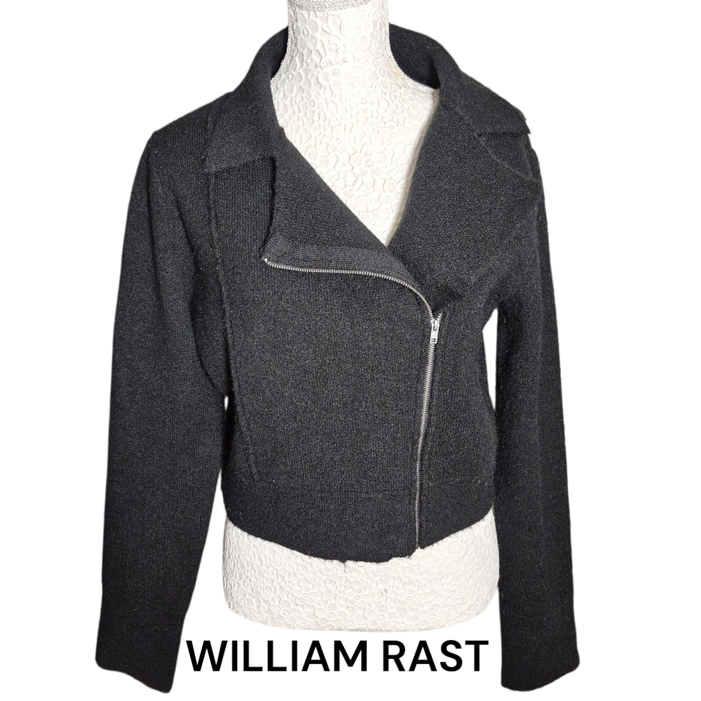William Rast, Wool Blend Sweater Moto Jacket Black, Y2K Vintage Size L , NWT